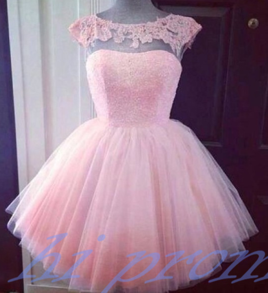Pink Homecoming Dress,lace Homecoming Dress,cute Homecoming Dress,2015 Fashion Homecoming Dress,short Prom Dress,charming Homecoming Gowns,