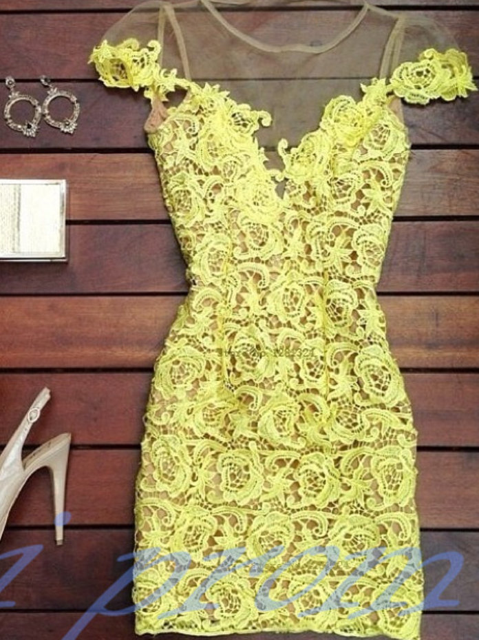 Lace Homecoming Dress,yellow Homecoming Dress,sexy Homecoming Dress,lace Evening Dress,short Prom Dress,elegant Homecoming Gowns,sweet 16