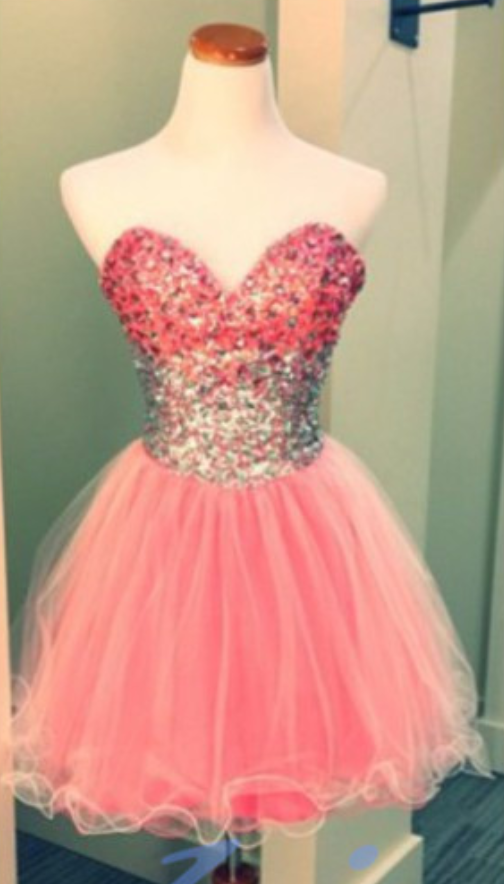 Tulle Homecoming Dress,pink Homecoming Dress,cute Homecoming Dress,2015 Fashion Homecoming Dress,short Prom Dress,pink Homecoming Gowns,beaded
