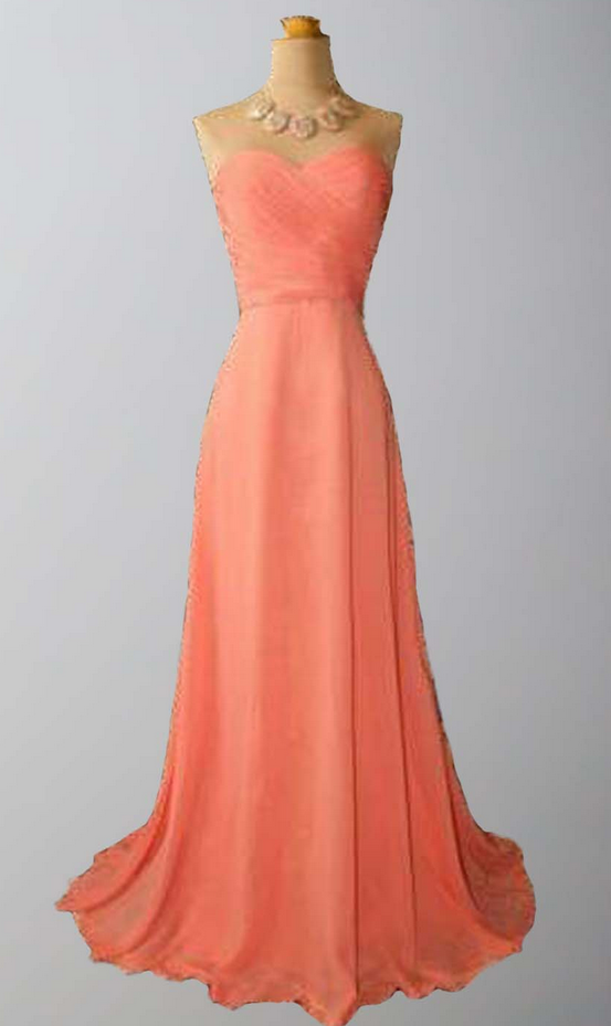 Coral Bridesmaid Gown,simple Prom Dresses,chiffon Prom Gown,simple Bridesmaid Dress, Evening Dresses,fall Wedding Gowns, Bridesmaid