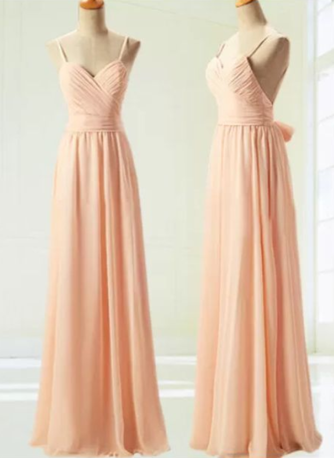 Blush Pink Bridesmaid Gown,backless Prom Dresses,chiffon Prom Gown,simple Bridesmaid Dress, Bridesmaid Dresses,fall Wedding Gowns,spaghetti