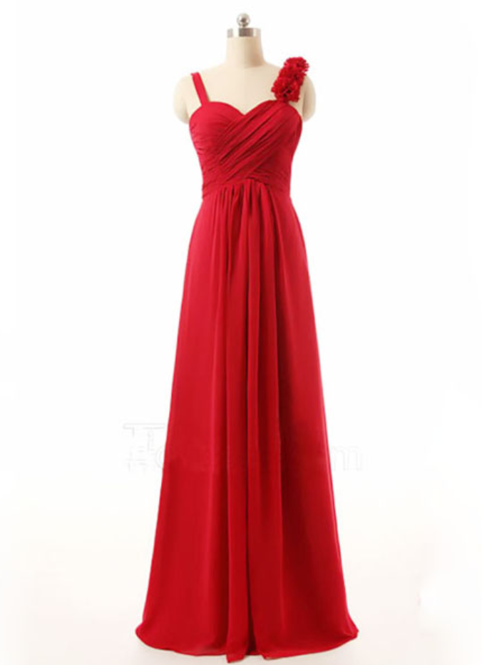 Red Bridesmaid Gown,pretty Prom Dresses,chiffon Prom Gown,simple Bridesmaid Dress, Evening Dresses,fall Wedding Gowns,red Bridesmaid Dresses