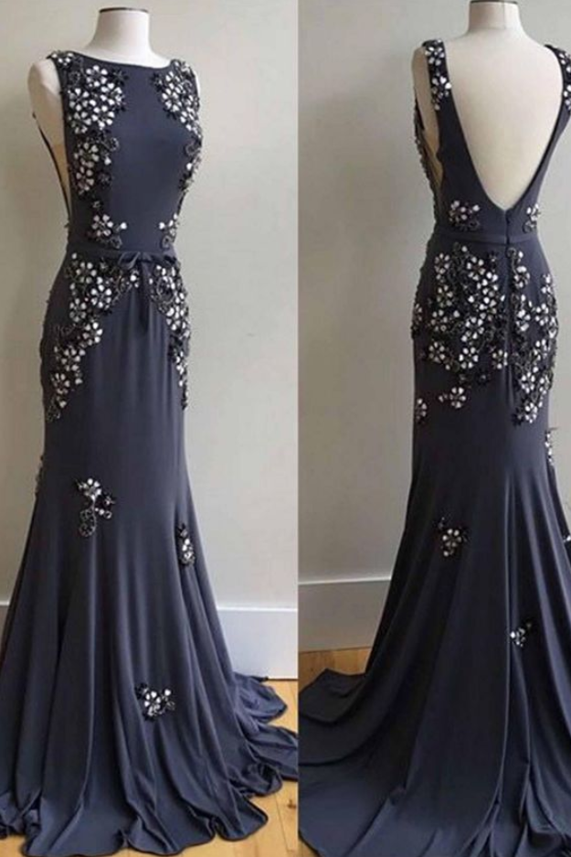 Sexy Long Prom Dress,mermaid Prom Dress,elegant Prom Dress,prom Dresses 2017,sleeveless Open Back Prom Dress