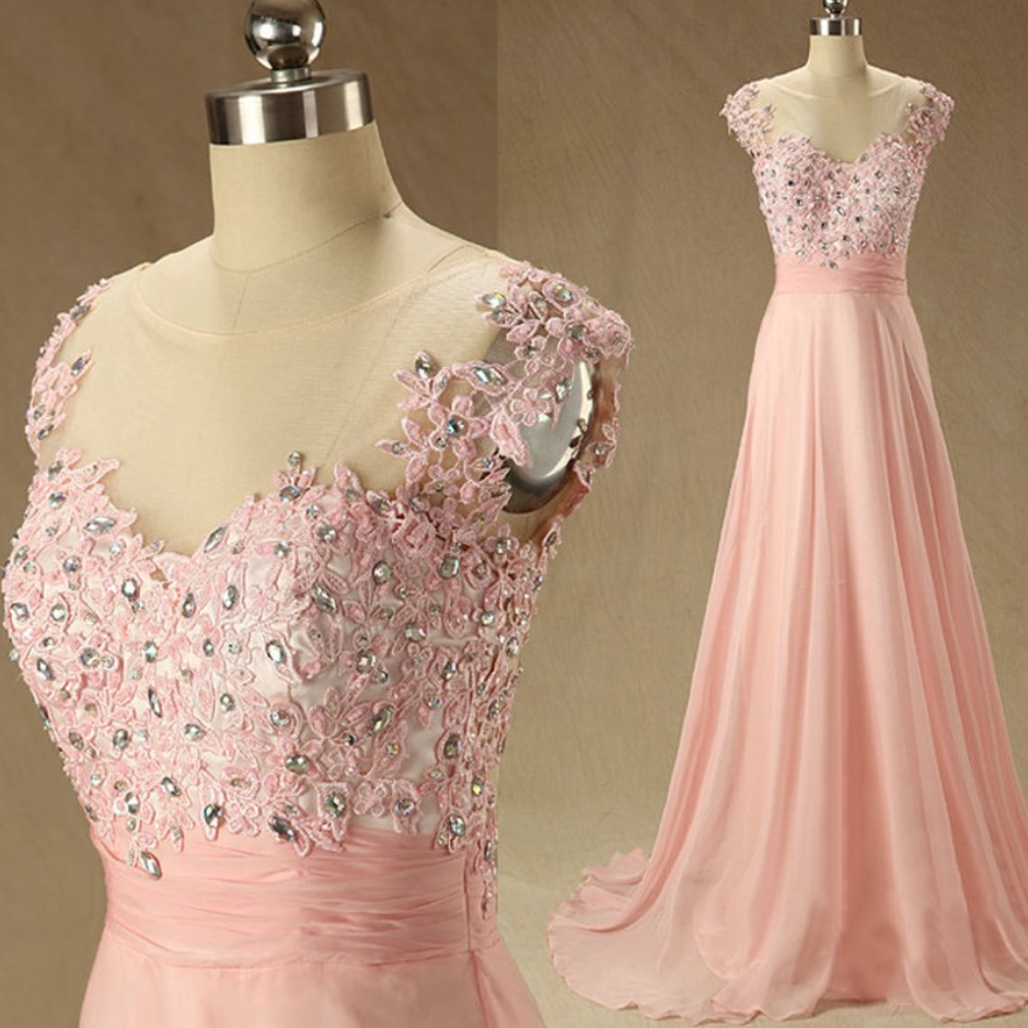 Charming Prom Dress,elegant Prom Dresses,chiffon Prom Dress With Crystal And Beaded,long Prom Dress,formal Evening Dress