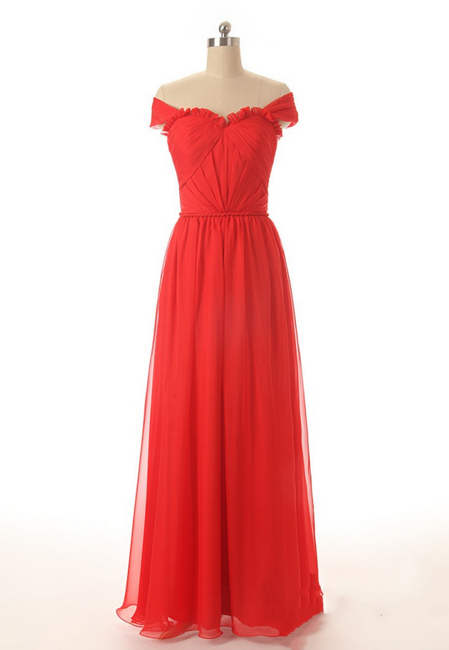 Off Shoulder Tulle Red Prom Dress,floor Length Evening Dress,formal ...