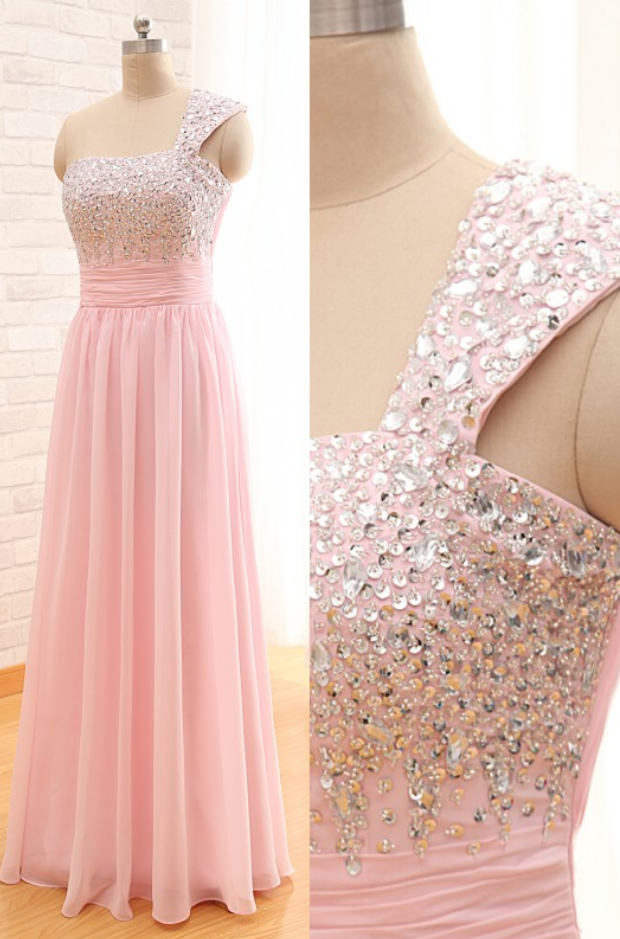 Sexy Evening Dress,pink Chiffon Prom Dress,a Line Formal Dress,prom Wedding Dress