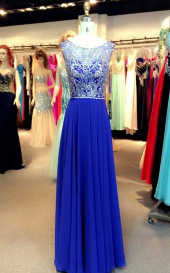 Beading Prom Dress,royal Blue Evening Dress,floor Length Evening Gown,prom Dresses