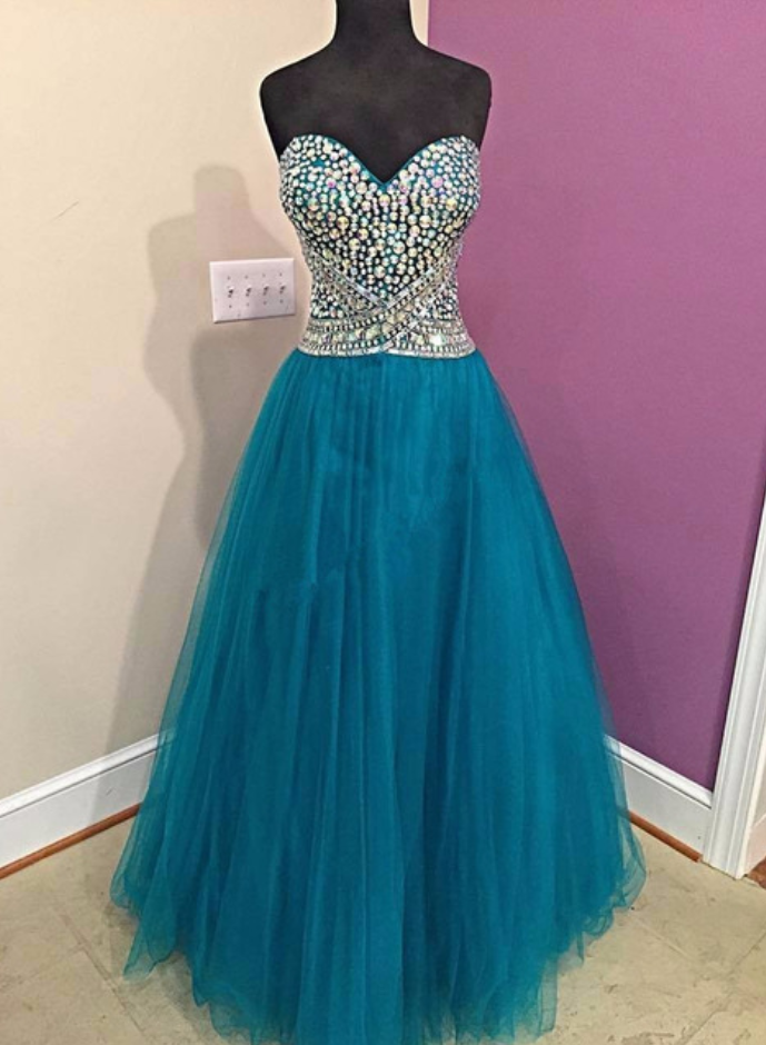 Sexy Evening Dress ,sweetheart Crystal Prom Gown,ball Gown Prom Dress,long Homecoming Dress
