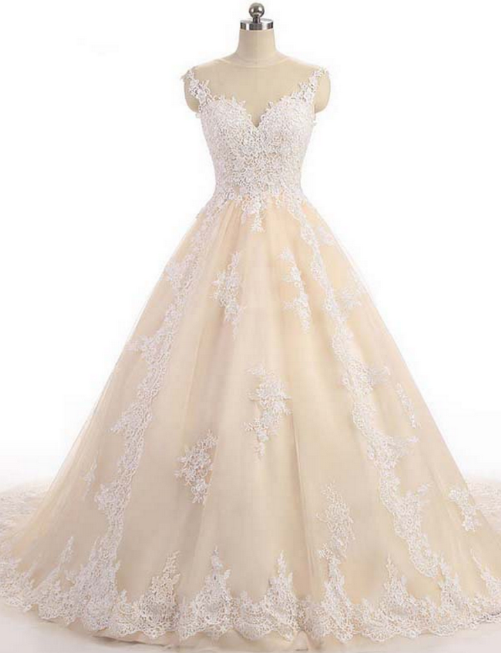 Long Wedding Dress, Lace Wedding Dress, Tulle Wedding Dress, Sleeveless Bridal Dress,custom Made Wedding Dress