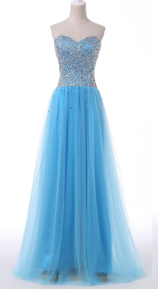 Evening Dresses, Prom Dresses,party Dresses,prom Dress, Prom Dresses, Prom Dresses,prom Dresses,beautiful Handmade Blue Tulle Long Prom Dress