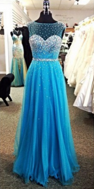 Blue A-line Beaded Organza Formal Evening Dress,chiffon Prom Dresses,beading Prom Gown,backless Homecoming Dresses,prom Dresses