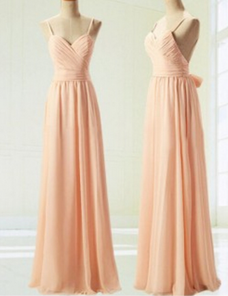 light pink simple prom dress