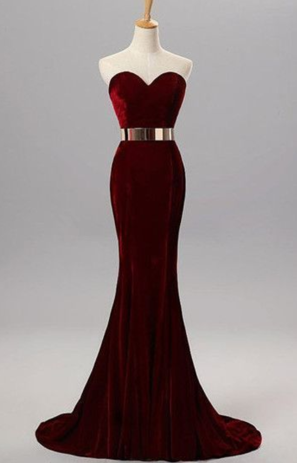 Sweetheart Simple Prom Dresses,long Mermaid Burgundy Prom Gowns,elegant Party Prom Dresses,modest Evening Dresses