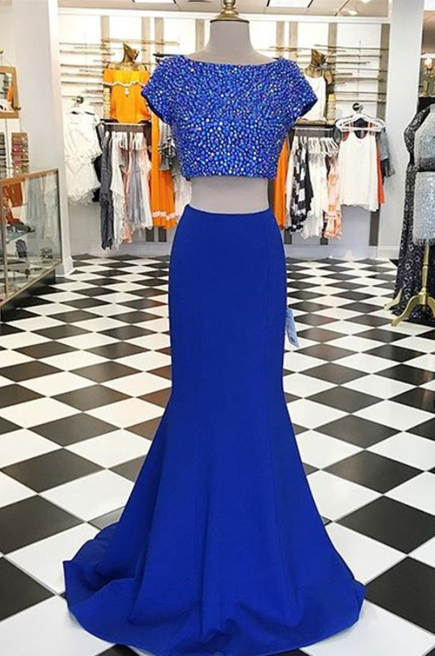 short sleeve two piece prom dress Two-Piece Prom Dress with Short-Sleeve Crop Top Burgundy / 00