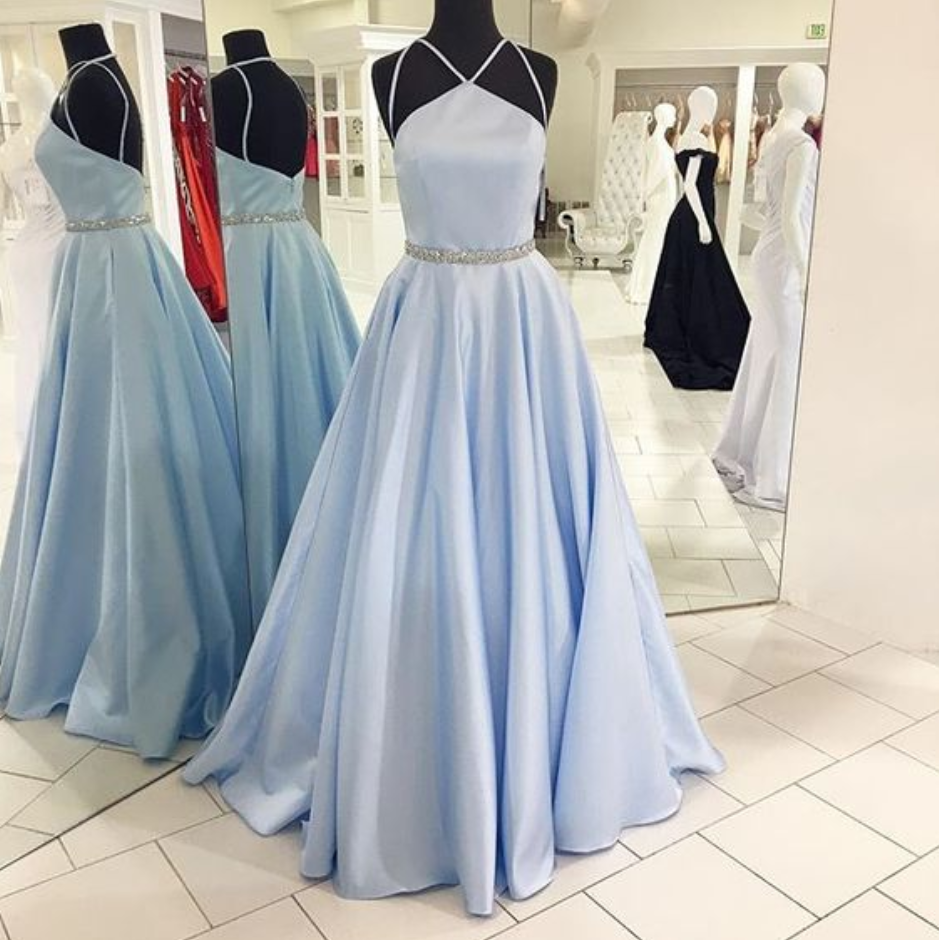 princess polly baby blue dress Custom A Line Ivory/Black Backless Prom Dresses, Ivory/Black Backless –  jbydress main image 1