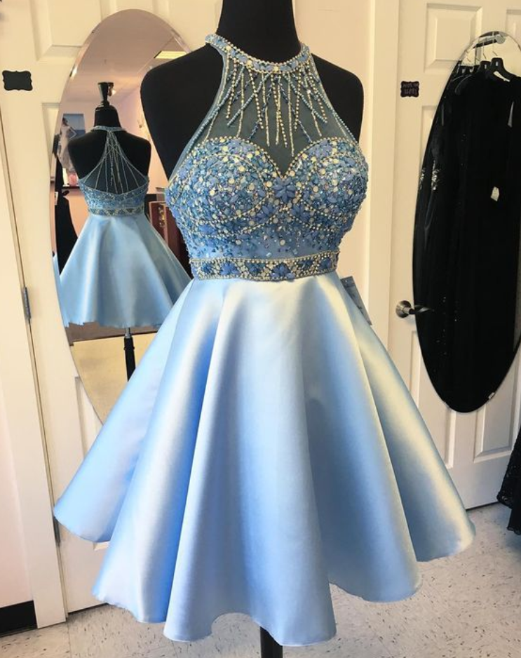 famous homecoming dresses Floral-Print Homecoming Dress: Ava Presley 29201 Light Blue/White / 00 main image 1