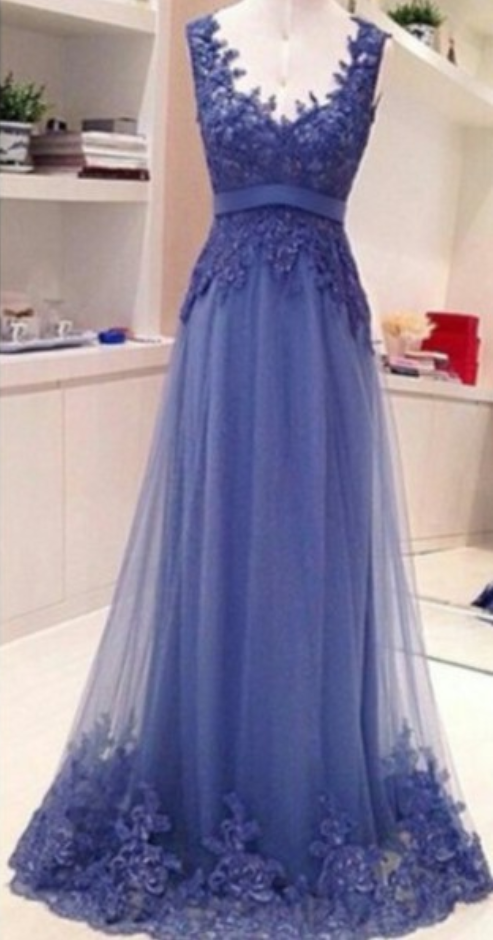 Open Back Lace Prom Dress,backless Graduation Dress,blue Lace Formal Party Dress,sexy Backless Prom Gowns