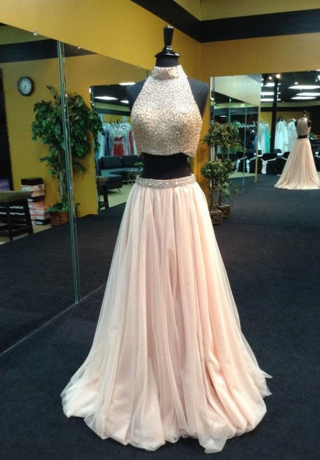 two piece rose gold dress Rose Gold Sequins Mixed Style Bridesmaid Dresses, PB179 main image 0