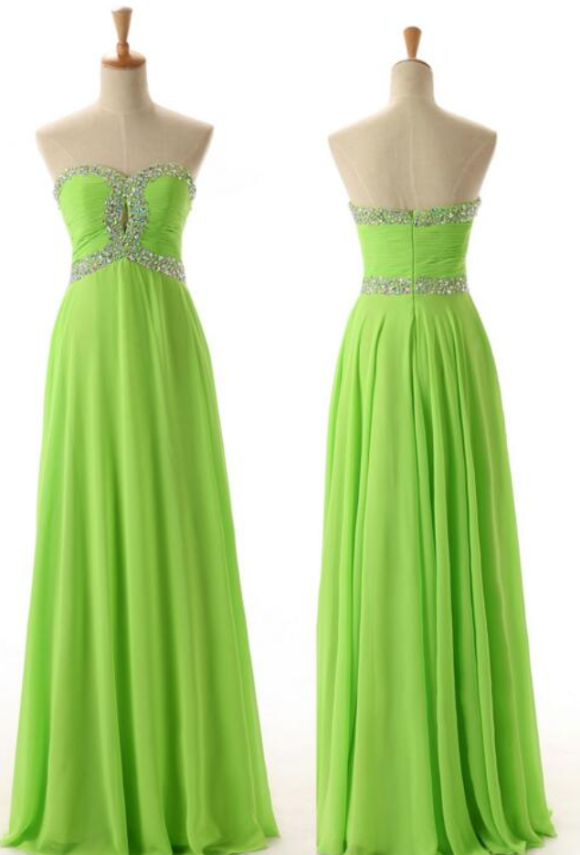 Charming Emerald Chiffon Beading Prom Dress,sexy Sweetheart Evening Dress,sexy Backless Prom Dress