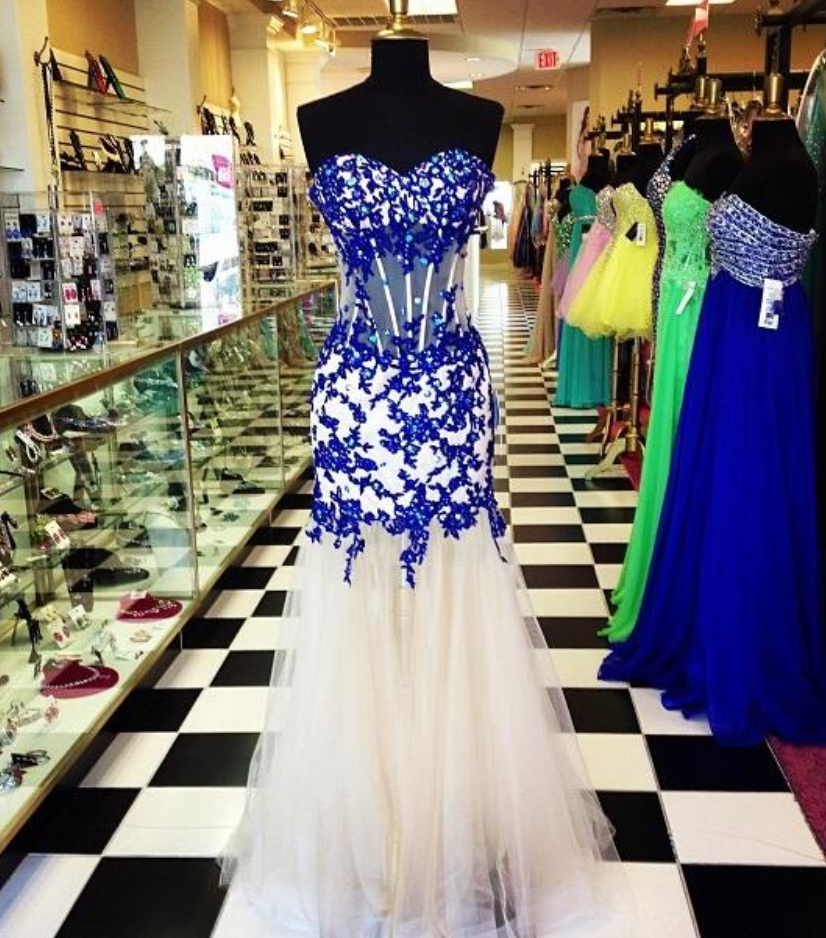 Prom Dress, Elegant Prom Dress, Sweetheart Prom Dress, Royal Blue Prom Dress, Crystal Prom Dress, Tulle Prom Dress, Long Prom Dress, Formal