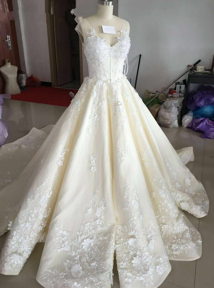 Ball Gown Wedding Dress, V Neck Wedding Gown, Sexy Bridal Dresses
