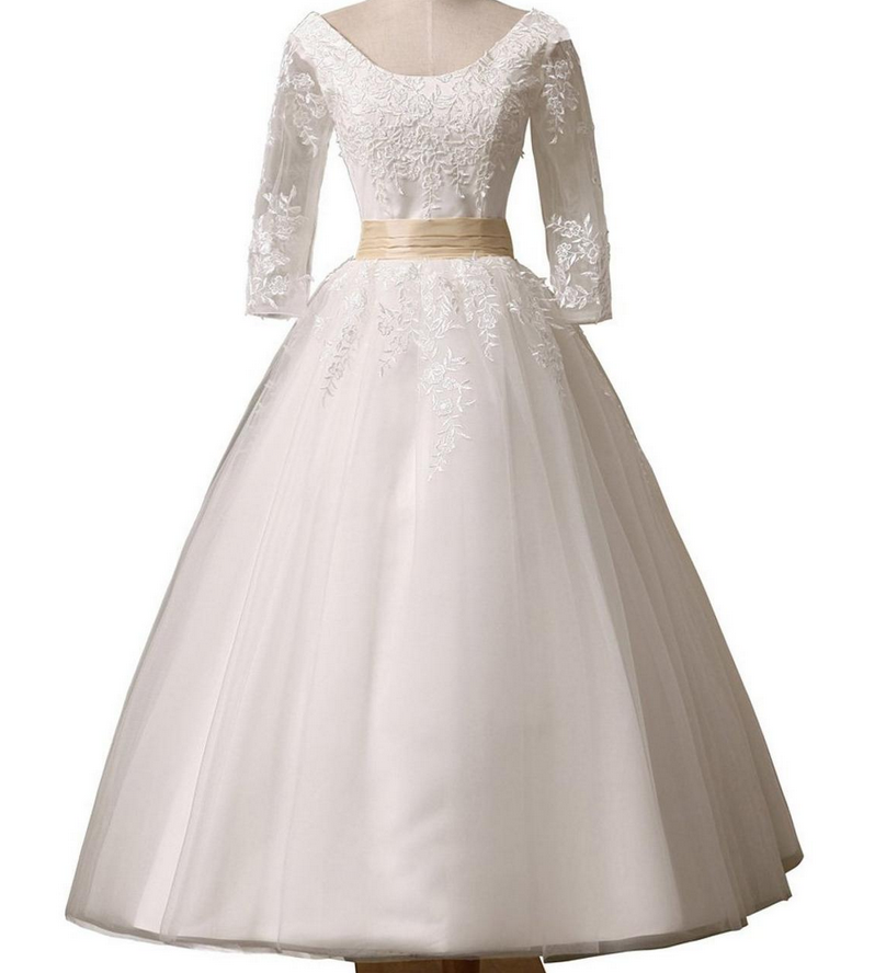 Elegant Tea Length Wedding Dresses Vintage 1950s Style
