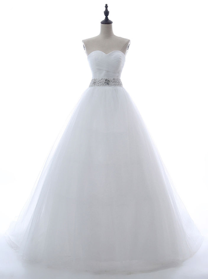 Long Wedding Dress, Sweet Heart Wedding Dress, Tulle Bridal Dress