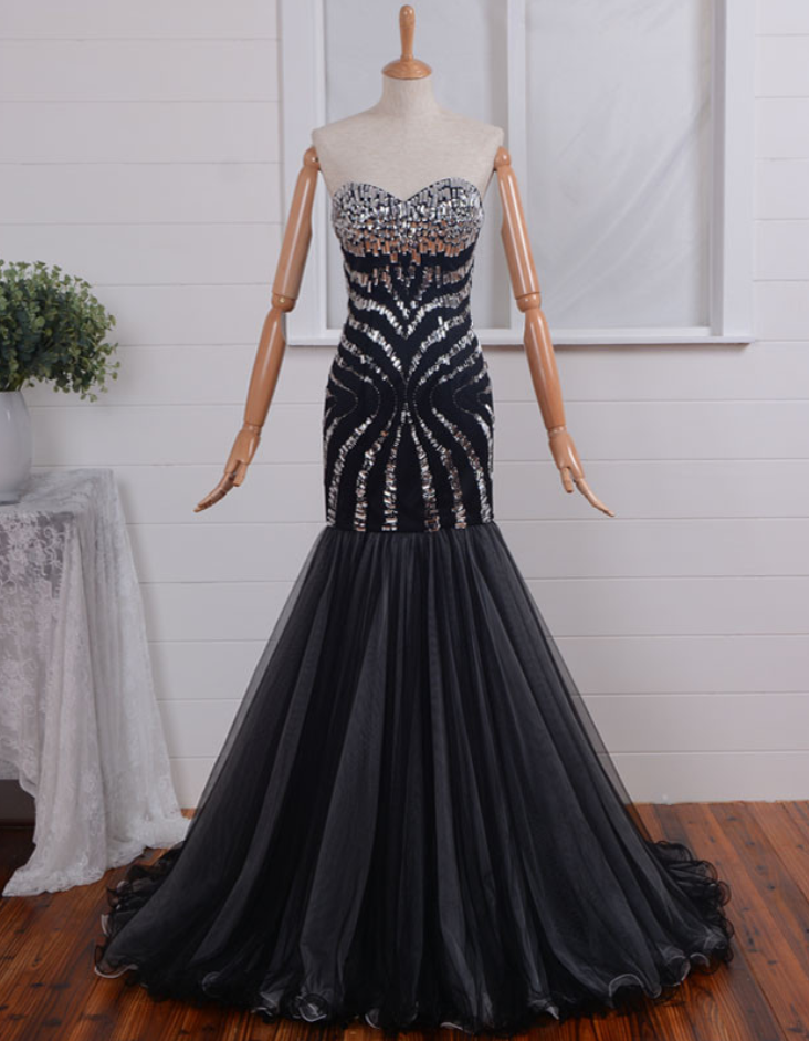 Strapless Sweetheart Beaded Floor-Length Mermaid Prom Dress, Evening Dress Strapless Sweetheart Beaded Floor-Length Mermaid Prom Dress, Evening Dress