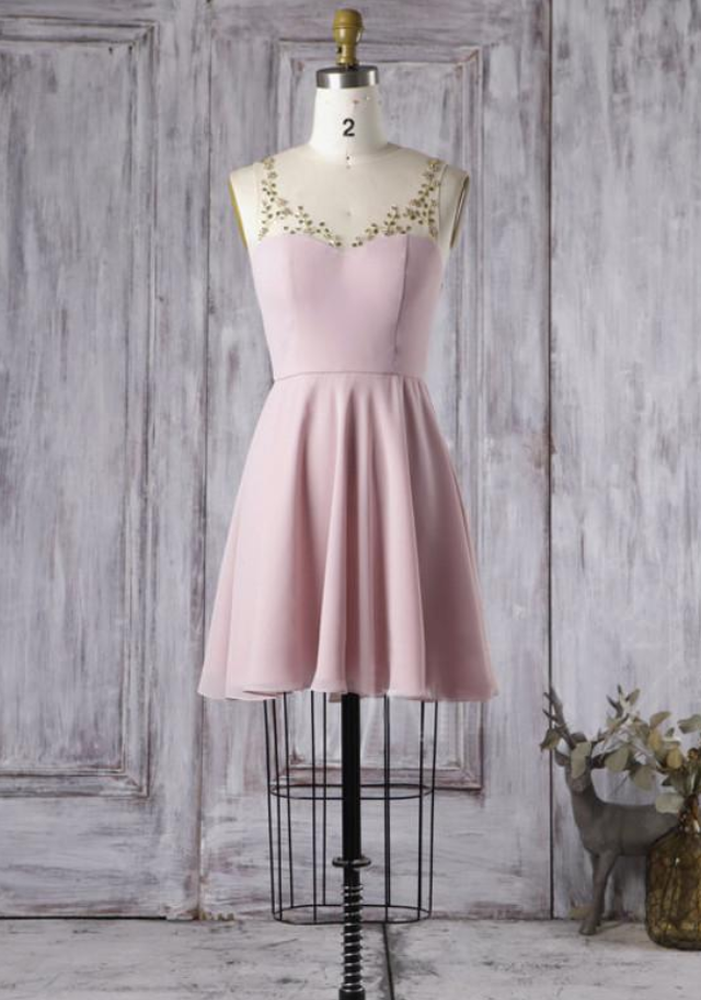 A-line Scoop Short Bridesmaid Dresses Prom Gowns Dress