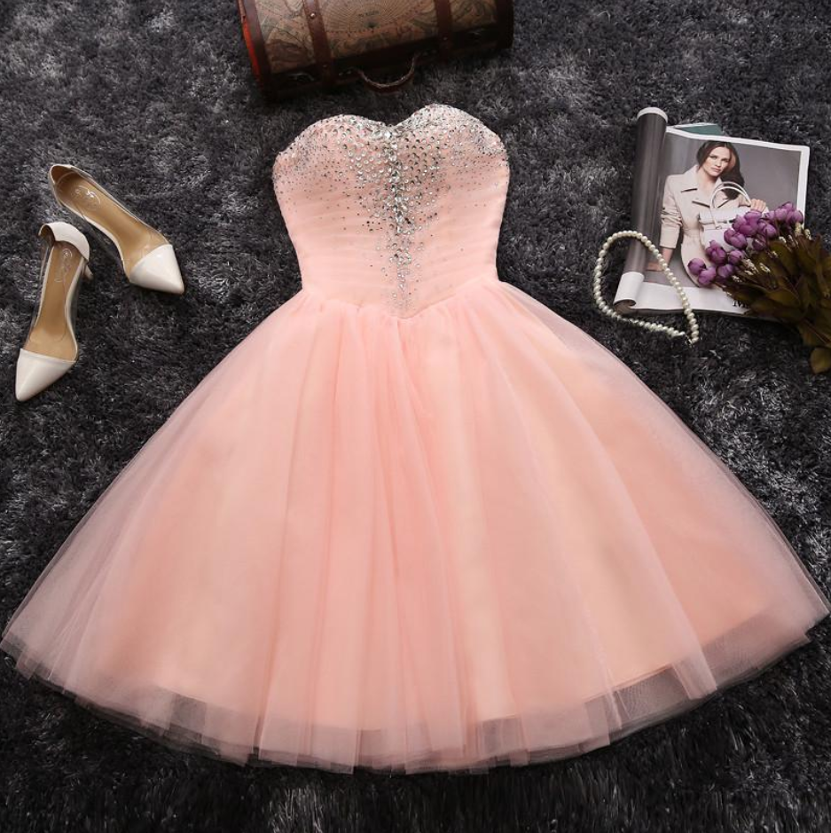 Pink A-line Sweetheart Short Prom Dress Juniors Homecoming Dress