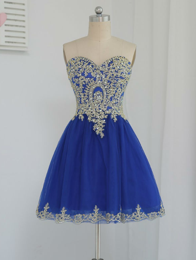 Royal Blue Homecoming Dresses A-line Sweetheart Short