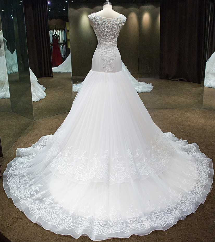 Luxury Mermaid Wedding Dress With Crystals And Beadings Scoop Organza ...