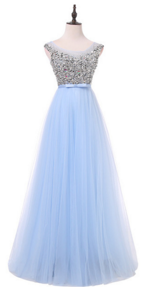 The Pale Blue Ball Gown Was A Formal Evening Gown