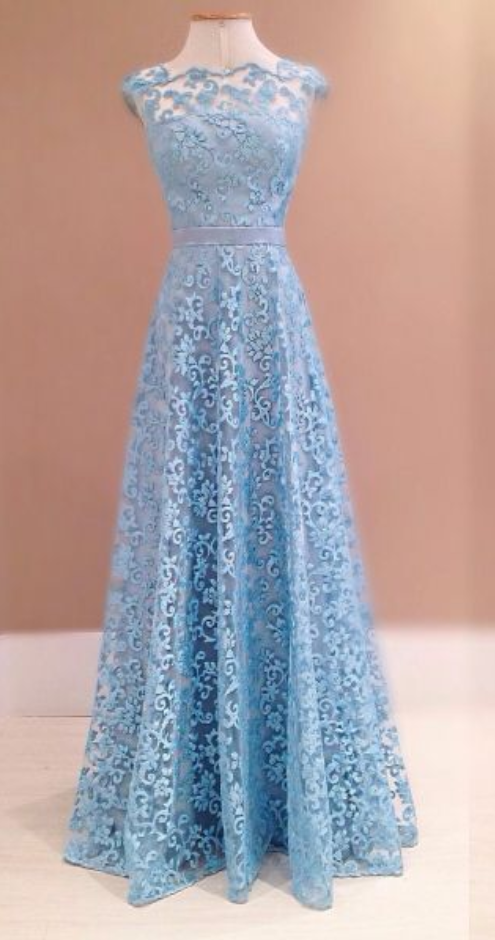 Real Iamge Picture Evening Dresses A-line Sheer Bodice Lace Backless Bow Long Formal Prom Party Gowns