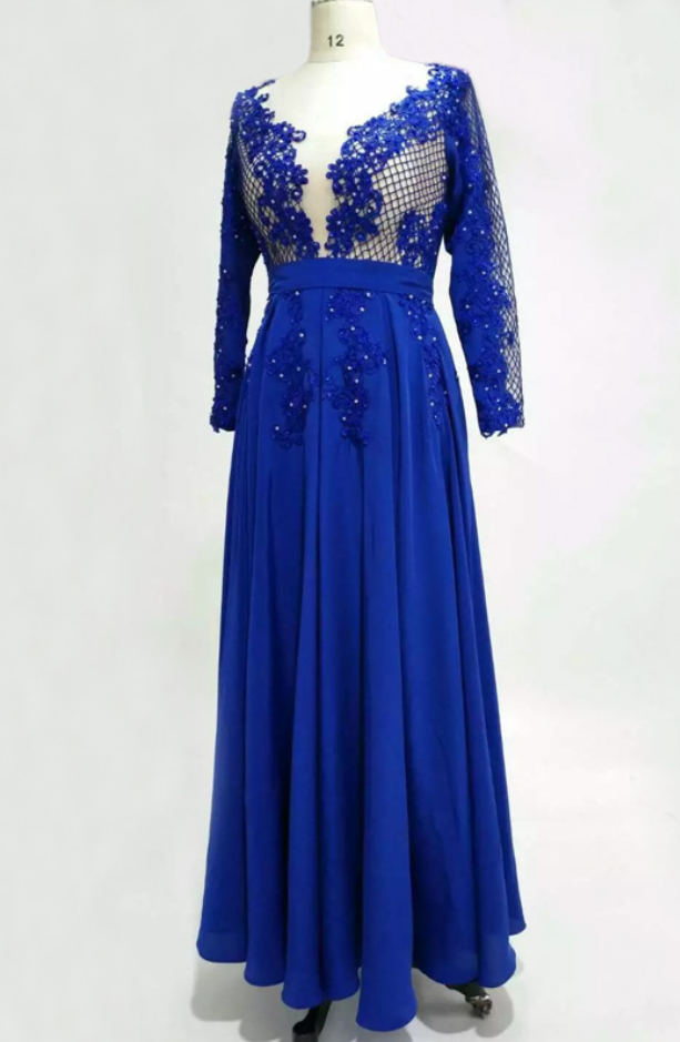 V-neck Vestido De Festa A-line Full Chiffon Regular Vintage Long Evening Dress Arabic Evening Gowns Party Dress Robe De