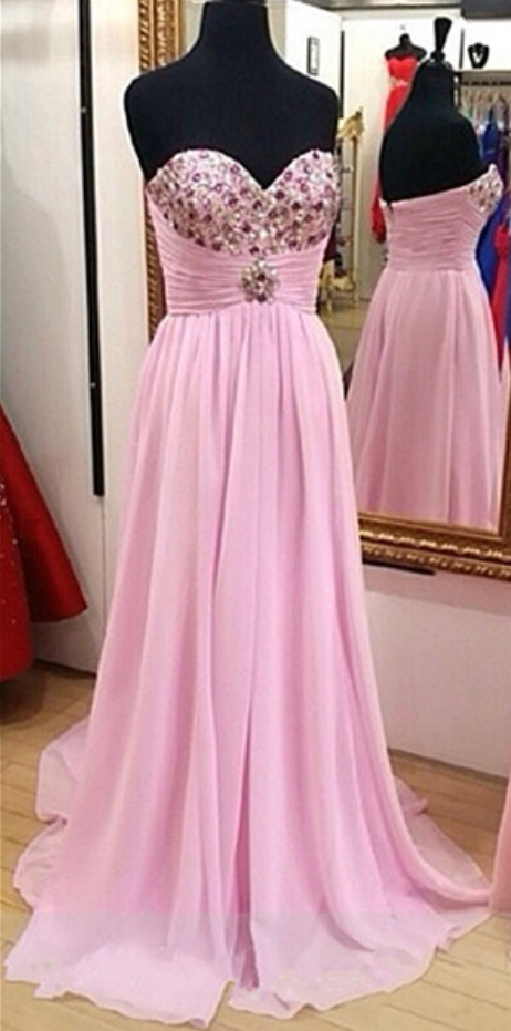 Prom Dress,pink Prom Dress,pretty Prom Dress,beaded Prom Dress,long Prom Dresses, Chiffon Prom Dress,party Dresses