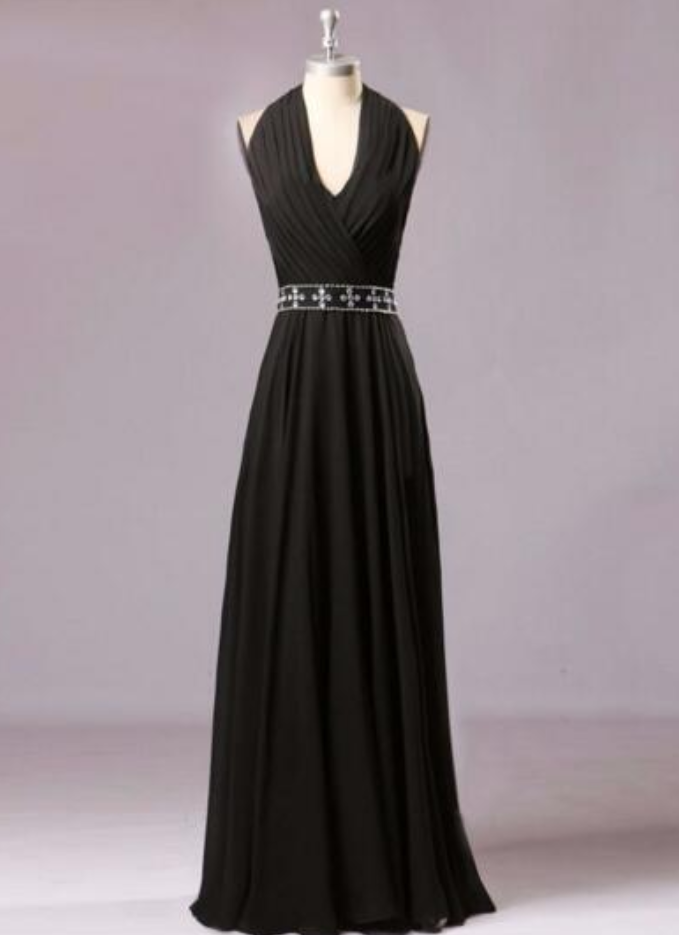 Black Deep V-neck Dress Women's Beaded Sleeveless Sleeveless Prom Dresses Waistcoat Mop Suit Dress