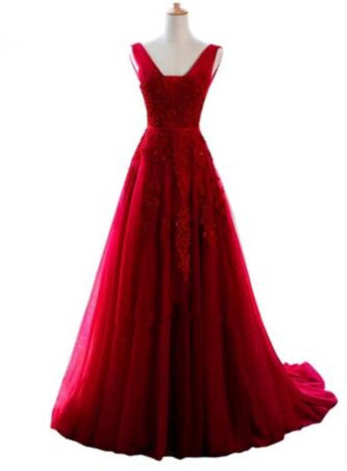 Red Female Fashion Prom Dress Floor Length Elegant Evening Dress Waist A-line Red Long Female Dress