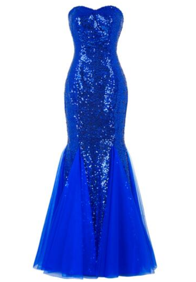 Fashion Prom Dresses Sequins Tube Mermaid Pack Hip Skirt Long Evening Dress