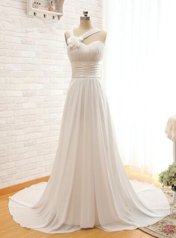 White Long Prom Dress Bandage Party Gown A-line Slim Floor Length Chiffon Bridesmaid Dress Fashion Waist Prom Dresses