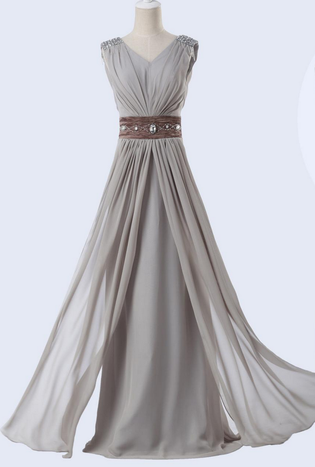 Bridesmaid Dress V Neck Chiffon Beading Long Evening Dress Prom Dress Custom Made Bridal Party Dress