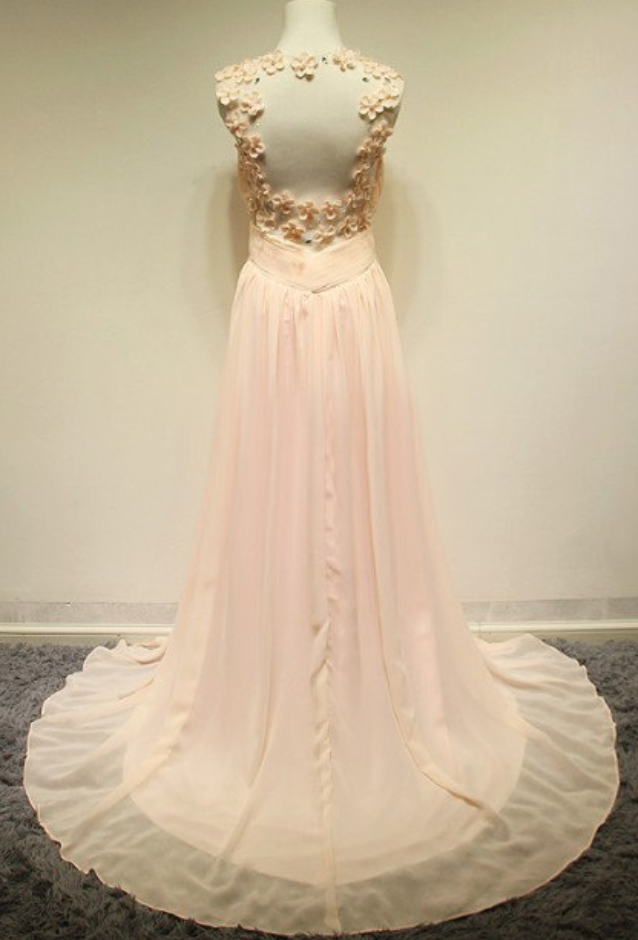 Colorful Chiffon Lace Appliques Prom Dress,A Line Long Party Evening Dress cc2798 main image 1