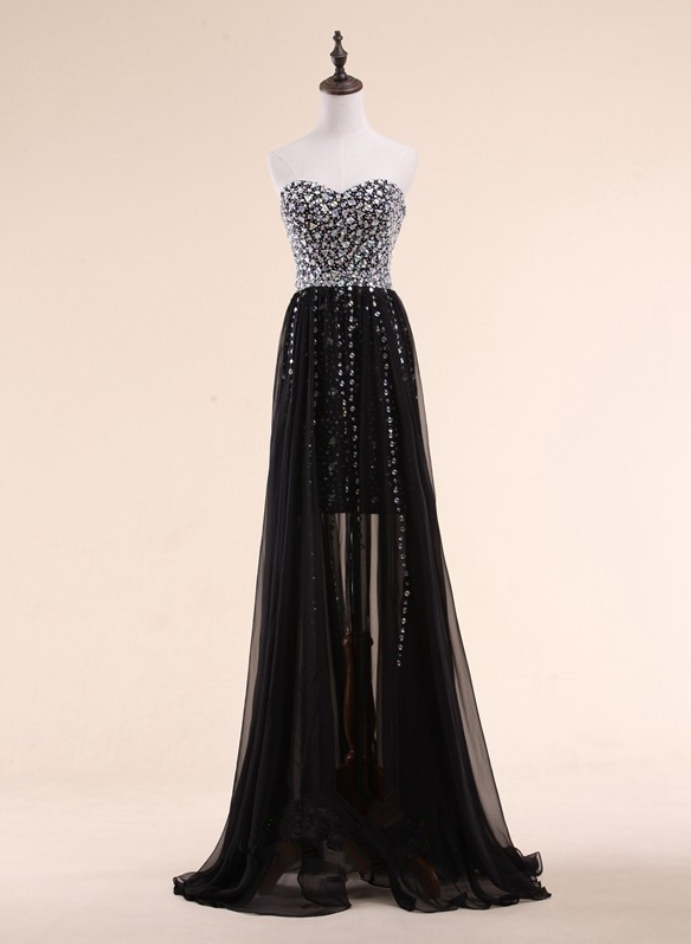 Black Rhinestones Prom Dress Cocktail Dress / Party Dress