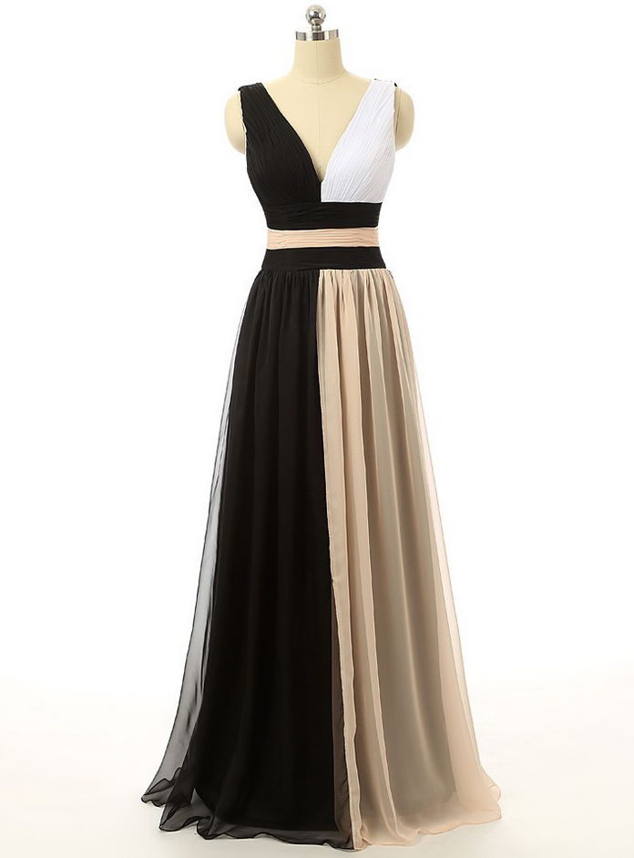 Celebrity Dresses, Star Dresses,women's Long Black White And Champagne Formal Evening Dresses