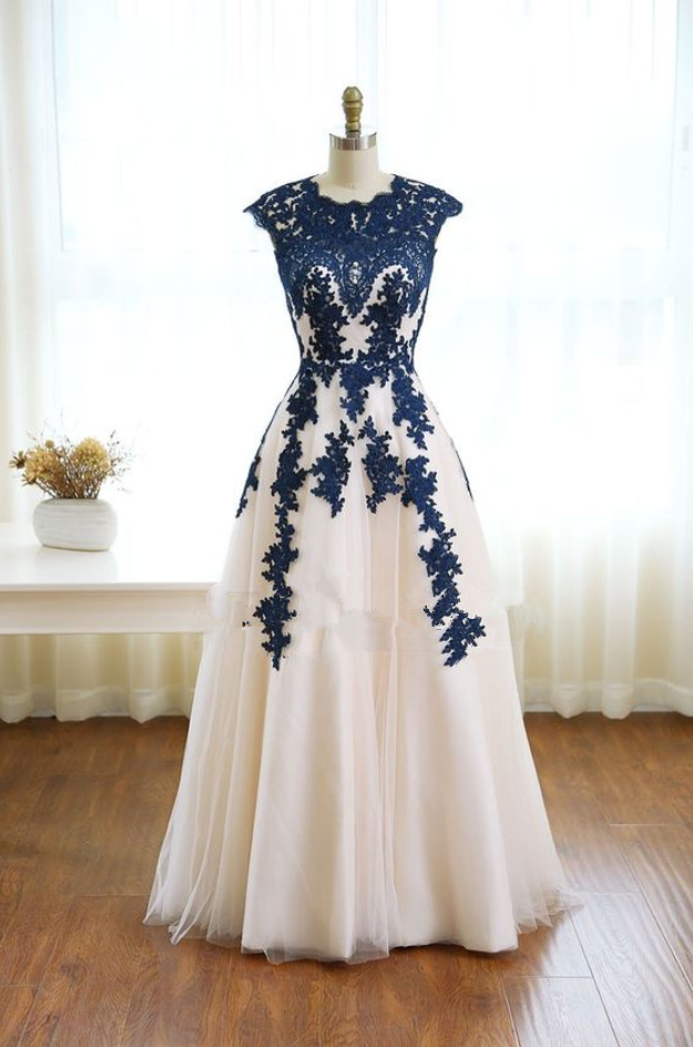 Elehgnt A-line Prom Dress,jewel Tulle Lace Floor Length Prom Dress,sleeveless Evening Dress