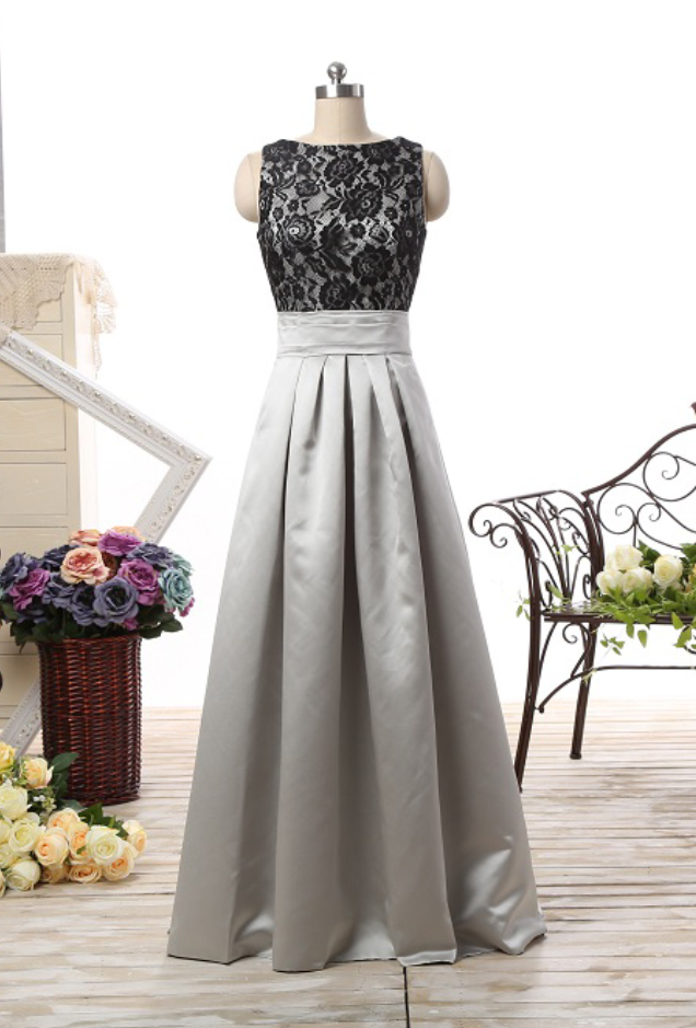 black silver bridesmaid dresses