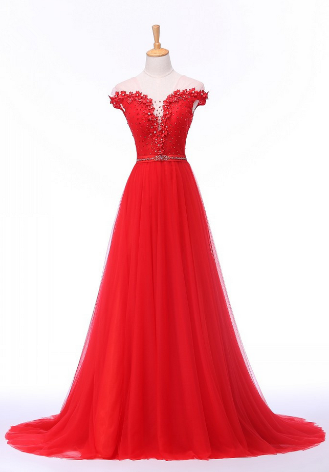 Elegant Beads Appliques Red Long Evening Dress Robe De Soiree Off The Shoulder Party Dress Design