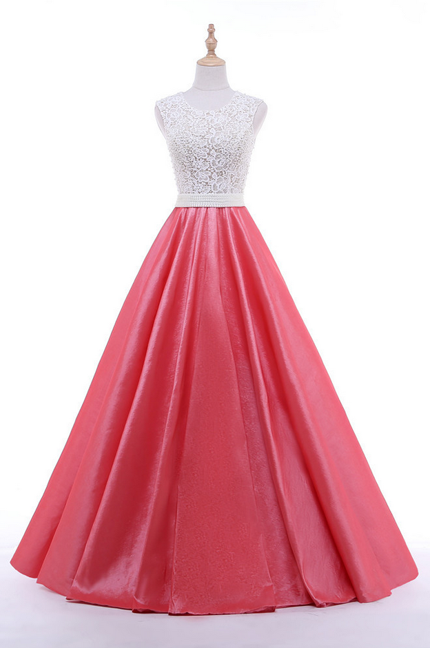 Elegant Satin Long Dress Party Evening Elegant Custom Made Fashionable Watermelon Prom Dress