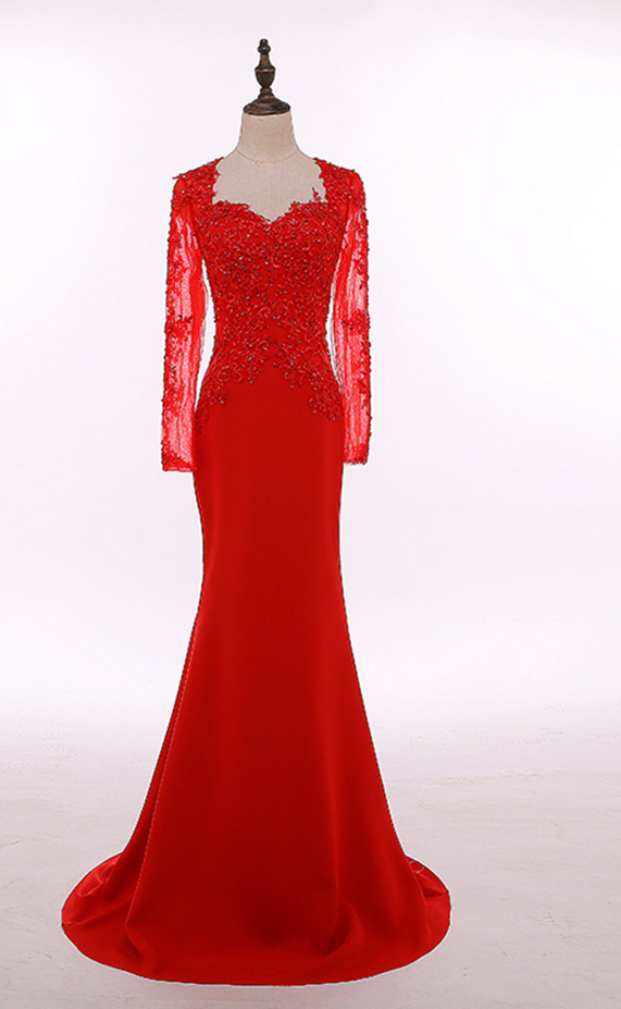 Design Vestido De Long Red Evening Dress Formal Dresses Custom Made Prom Dress