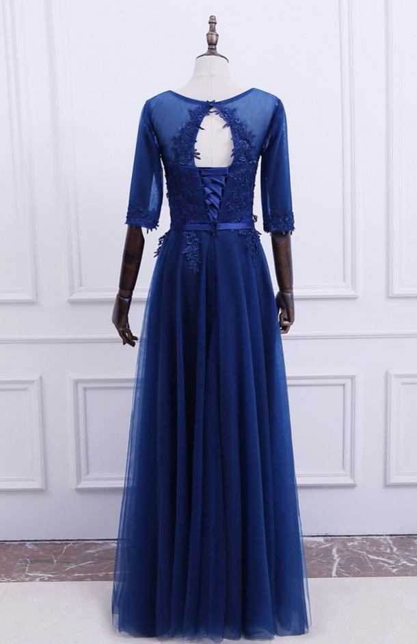 Elegant O-Neck A-Line Floor Length Lace Evening Dress Robe De Soiree ...